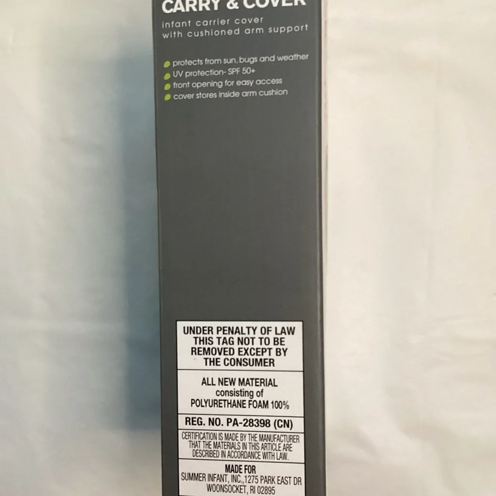 Summer Infant Gray and Green 2-in-1 Car Seat Cover